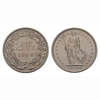 2 Franken 1968 ohne MZ Schweiz