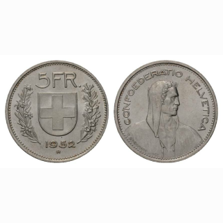 5 Franken 1952 B vz-unz Schweiz