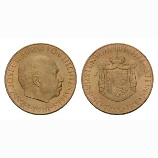 Liechtenstein 50 Franken 1961 Franz Josef II Gold