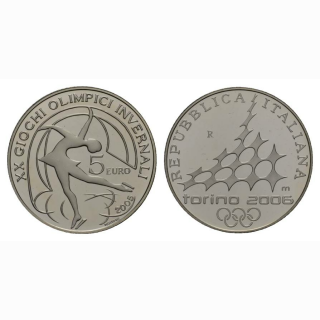 Italien 5 Euro 2005 Silber Eiskunstläuferin