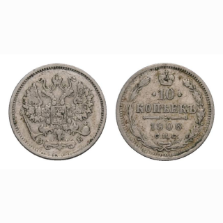 Russland 10 Kopeken 1906 Silber