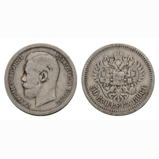 Russland 1/2 Rubel 1896 Silber
