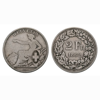 2 Franken 1862 B Schweiz