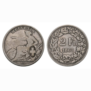 2 Franken 1863 B Schweiz