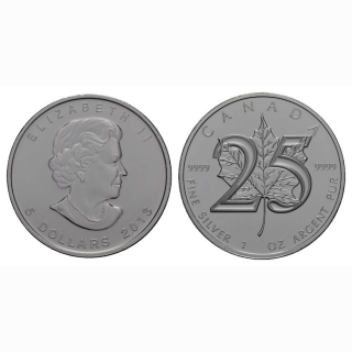 Kanada 1 Unze Maple Leaf 25 Jahre Silber