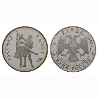 Russland 3 Rubel 1993 Pawolowa Silber