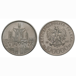 Polen 100000 Zloty 1990 10 Jahre Solidarität Silber