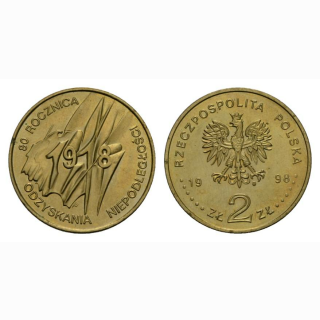 Polen 2 Zloty 1998 80 Jahre Unabhängigkeit