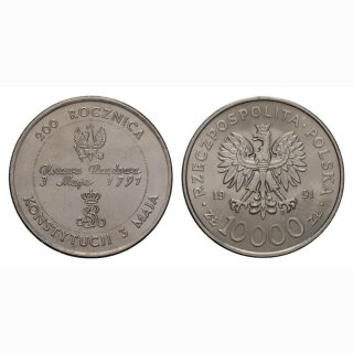 Polen 10000 Zloty 1991 200 Jahre Ponische Constitution