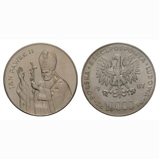 Polen 10000 Zloty 1987 Johannes Paul II Silber