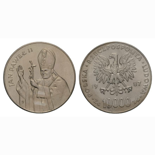 Polen 10000 Zloty 1987 Johannes Paul II Silber