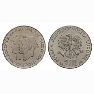 Polen 200 Zloty 1975 30 Jahre Victory Over  Silber