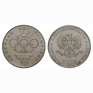 Polen 200 Zloty 1976 21. Olympiade Silber