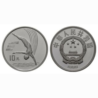 China 10 Yuan 1990 Olympiade  Kunstturner Silber