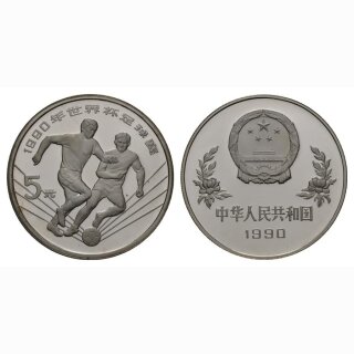 China 5 Yuan 1990 Fusballer Silber