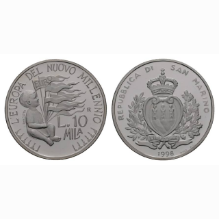 San Marino 10000 Lire 1998 Kind mit Flaggen