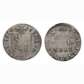 Genf 12 Sols (Gulden) 1654 Kantonsmünze