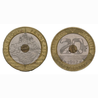 Frankreich 20 Francs 1992 Mont St. Michel