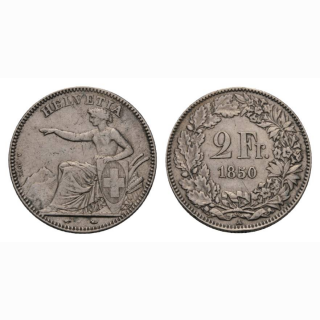 Schweiz 2 Franken 1850 Sitzende Helvetia
