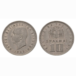 Griechenland 10 Drachmen 1959 Paul I