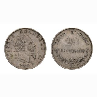 Italien  20 Centesimi 1863 Vittorio Emanuele II