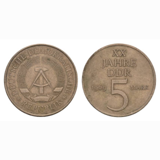 DDR 5 Mark 1969 XX Jahre DDR