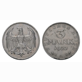 Deutschland 3 Mark 1922 A Weimarer Republik