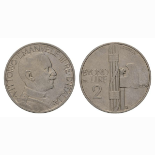 Italien 2 Lire 1924 R Vittorio Emanuele III