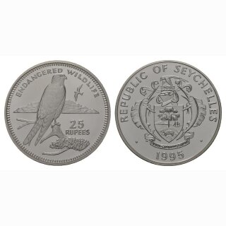 1995 Republik Seychelles 25 Rupees Kestrel