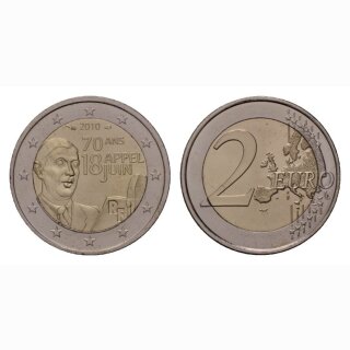 Frankreich 2 Euro 2010 Apell 18.6 / Ch. De Gaulle Gedenkmünze