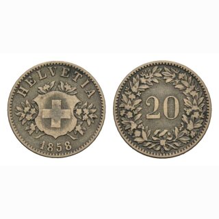 Schweiz 20 Rappen  1858 B