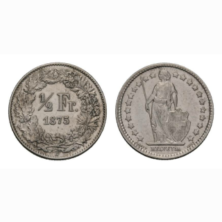 Schweiz 1/2 Franken 1875 Stehende Helvetia