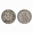 Schweiz 1/2 Franken  1875 Stehende Helvetia