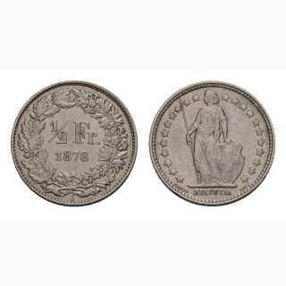 Schweiz 1/2 Franken  1878 Stehende Helvetia
