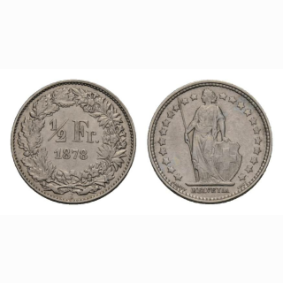 Schweiz 1/2 Franken 1878 Stehende Helvetia
