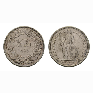 Schweiz 1/2 Franken 1879 Stehende Helvetia