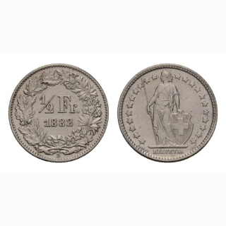 Schweiz 1/2 Franken 1882 Stehende Helvetia