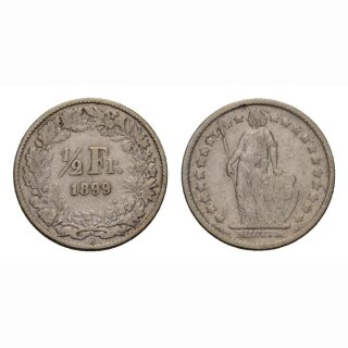 Schweiz 1/2 Franken  1899 Stehende Helvetia