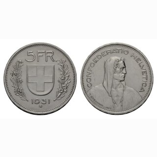 Schweiz 5 Franken 1931 10 Sterne