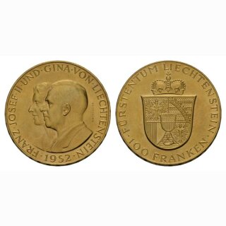 Liechtenstein 100 Franken 1952 Franz Joseph II