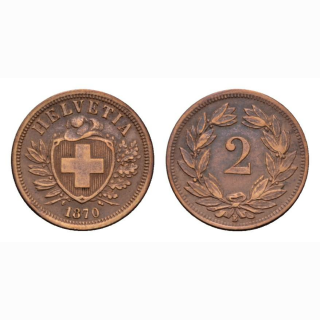 Schweiz 2 Rappen 1870 B