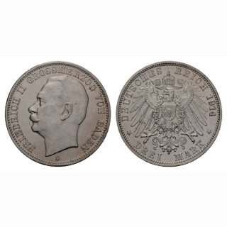 Deutschland Baden 3 Mark 1914 G