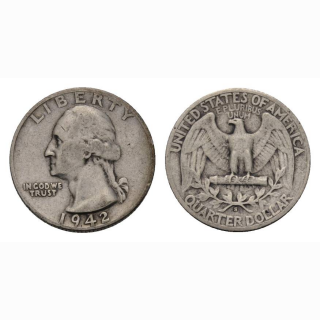 USA 1/4 Dollar 1942 S Washington