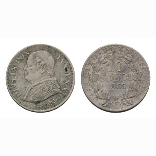 Italien Vatikan 10 Soldi 1867 XXII R Pius IX