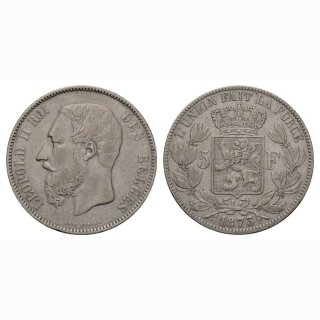 Belgien 5 Francs 1873 Leopold II