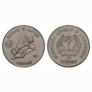 Rep. Afghanistan 50 Afghanis 1987 Leopard