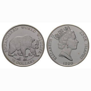 Cook Island 50 Dollars 1990 Grizzly Bär