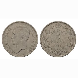 Belgien 5 Francs 1933 Albert