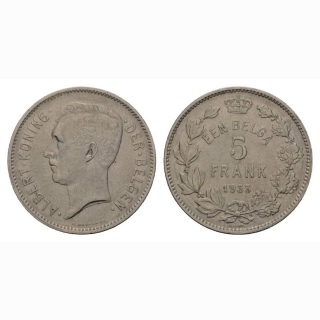 Belgien 5 Francs 1933 Albert