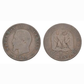 Frankreich  5 Centimes 1855 B Napoleon III